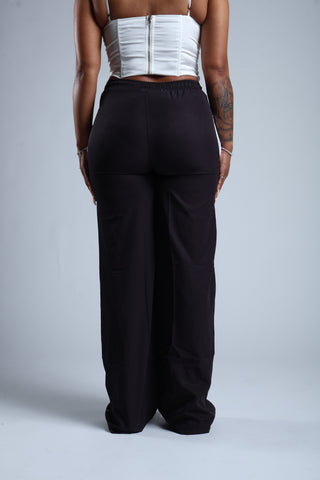 Jackie Wide Leg Trouser Pants (Black)