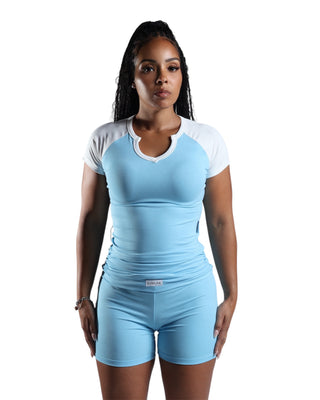 Fold Over Short Set (Blue)