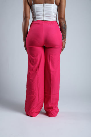 Jackie Wide Leg Trouser Pants (Hot Pink)