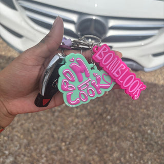 Mint & Pink Heart Keychain