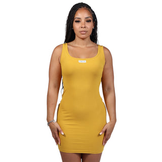 Ribbed Mini Dress (Mustard)