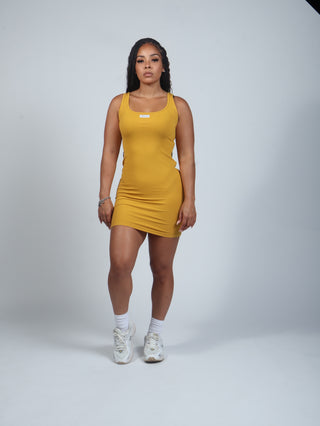 Ribbed Mini Dress (Mustard)