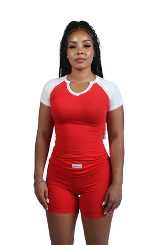 Fold Over Short Set (Red)